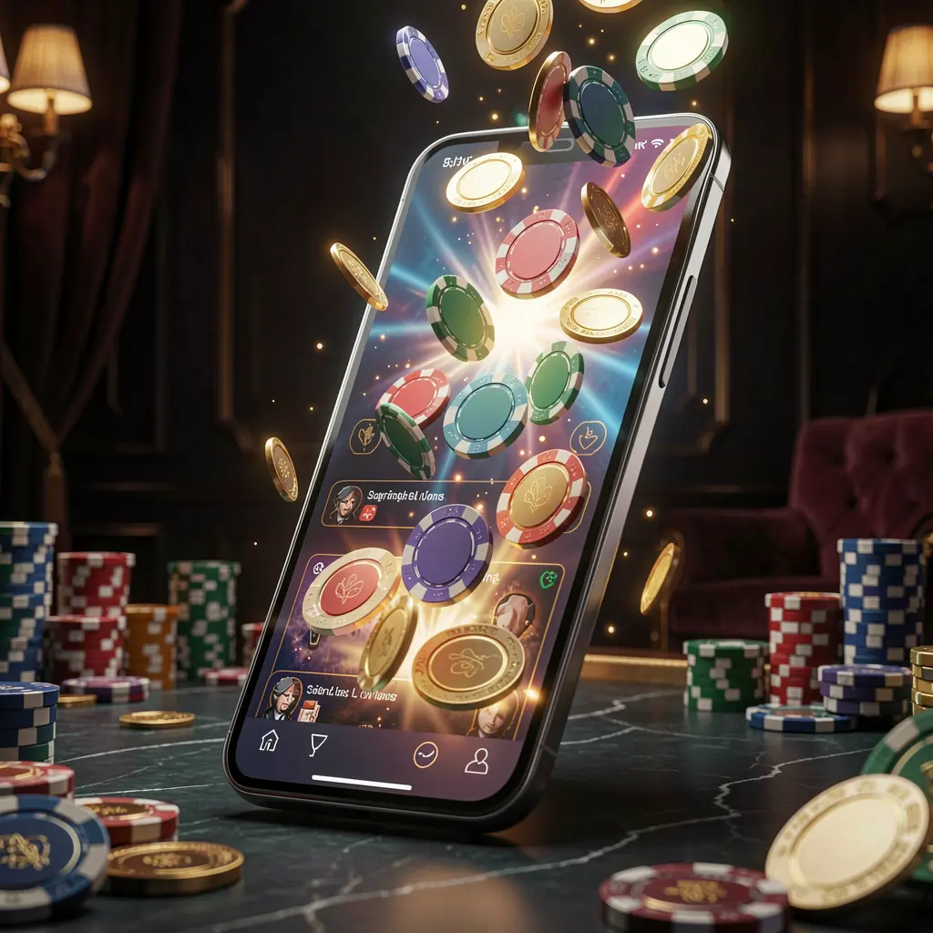 Aplikasi permainan daring WP88 ditampilkan di layar ponsel pintar yang bercahaya dengan keping kasino dan koin yang bermunculan, berlatar belakang gelap mewah dengan pencahayaan sinematik dalam render 3D detail tinggi Aplikasi permainan daring WP88 ditampilkan di layar ponsel pintar yang bercahaya dengan keping kasino dan koin yang bermunculan, berlatar belakang gelap mewah dengan pencahayaan sinematik dalam render 3D detail tinggi